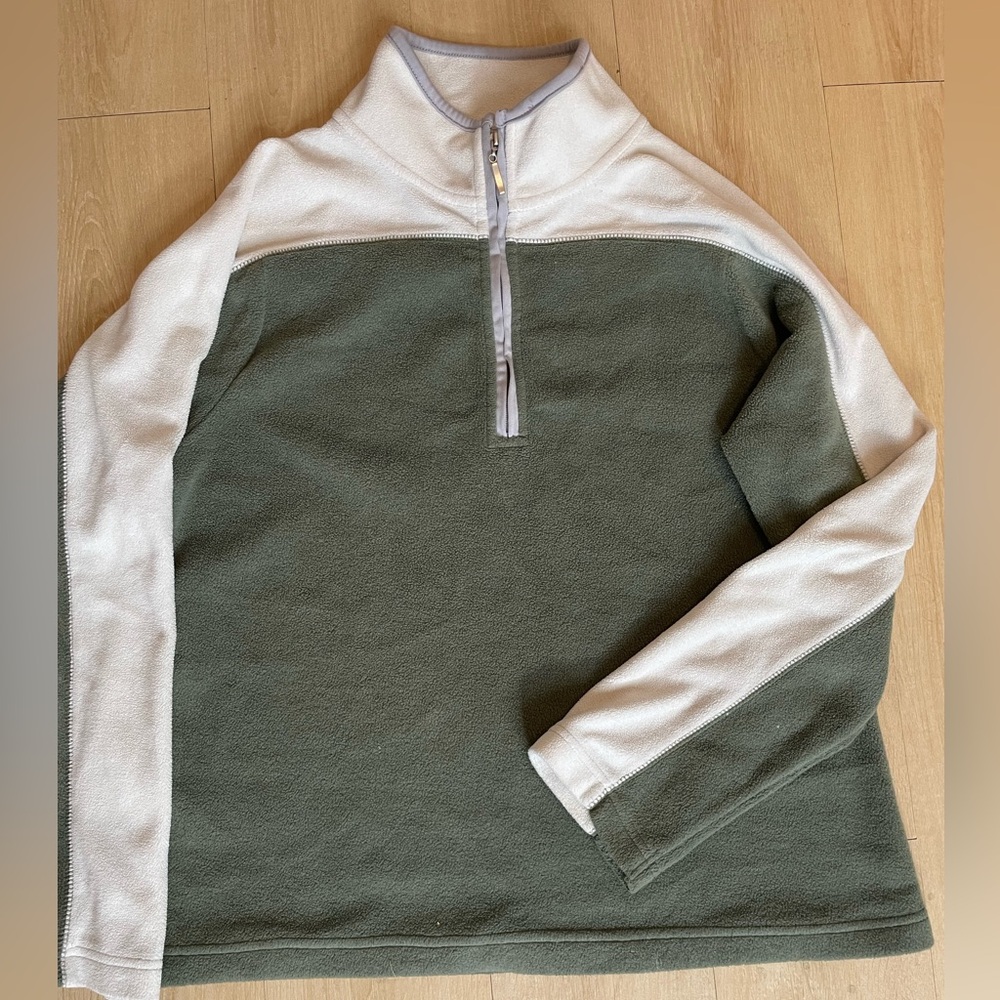 Green and cream pullover quarter zip